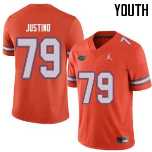 Youth Florida Gators #79 Daniel Justino NCAA Jordan Brand Orange Authentic Stitched College Football Jersey CWR0162ZL